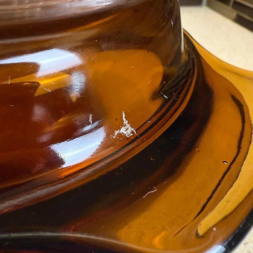 VTG Anchor Hocking Fire-King Amber Glass Casserole Dish with Lid Oven-Proof USA